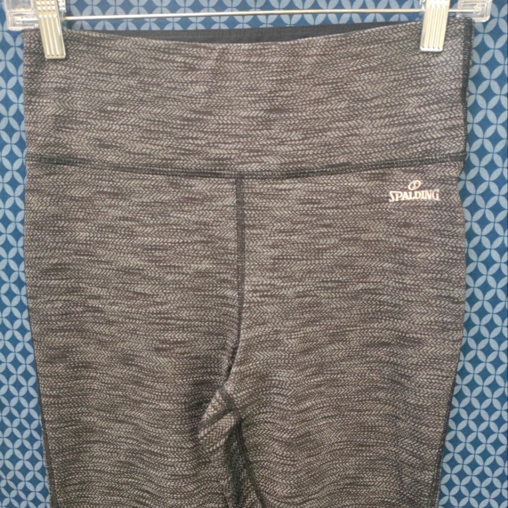 Spalding - Women's grey and black speed-dri athletic mid-rise leggings. Size - M